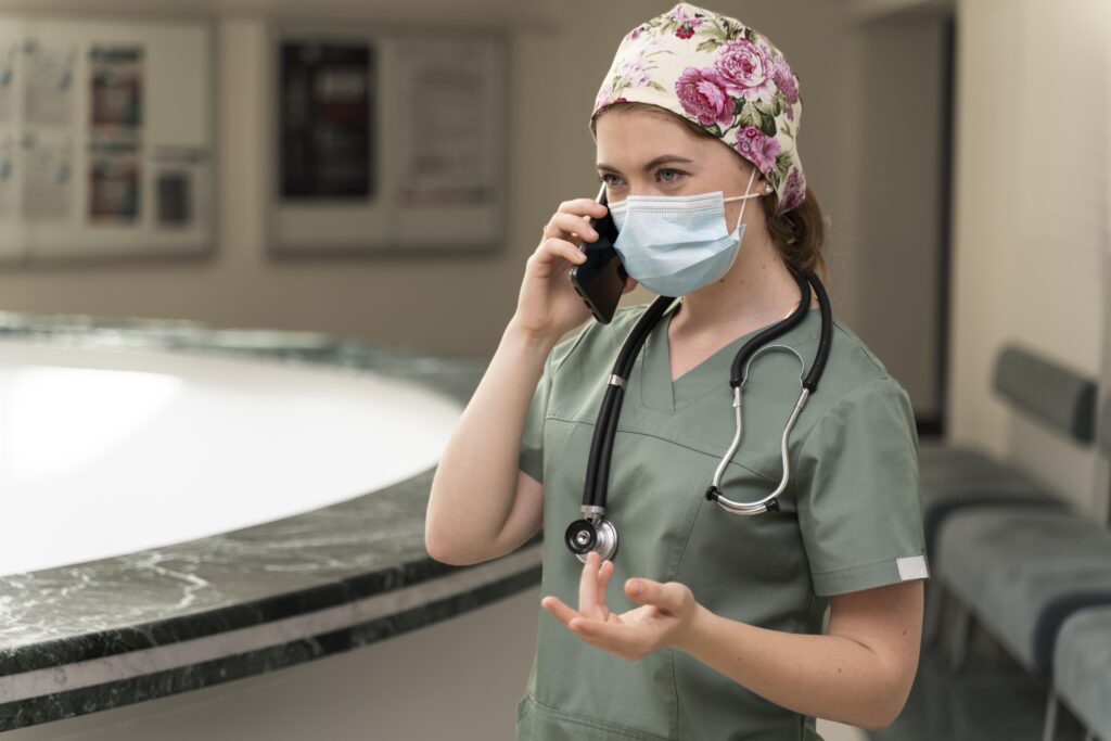 Caregiver with patient giving a compliment