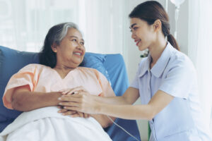 patient giving her caregiver a compliment